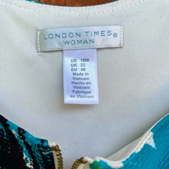 Tropical Palm Print Ponte Fit and Flare Midi Dress Sleeveless Women’s Plus 18W - Picture 3 of 6